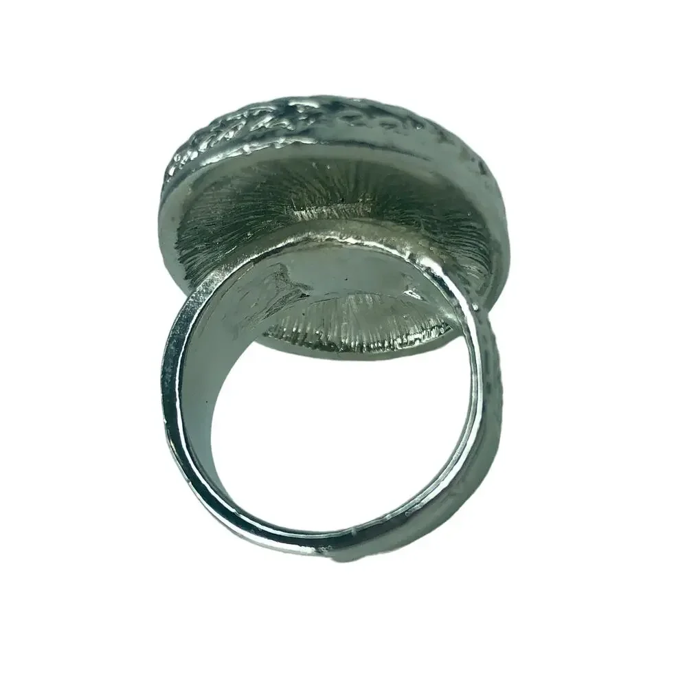 Silver and Gold Oval Ring - Size 8